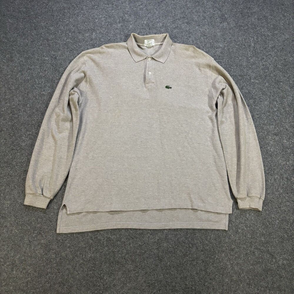 Izod Lacoste Polo Shirt Men's XL Long Sleeve Gray Pique